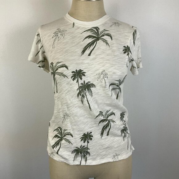 ATM Women's White Palm Tree Print T-shirt, size XSmall - Picture 1 of 7